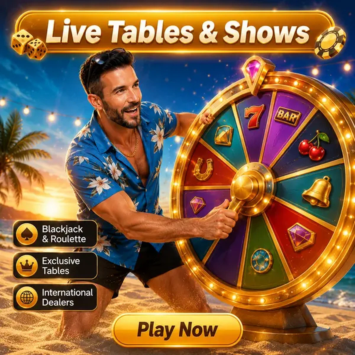 Ο Beach Striker περιστρέφει τον τροχό βραβείων στο game show Infinity Live Tables live casino